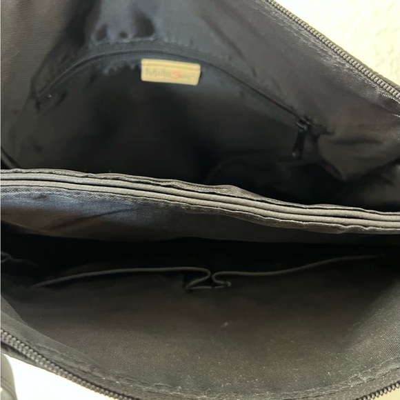 MultiSac Crossbody Bag Purse Black Textured Vinyl Medium Pockets Zipper Boho - Picture 7 of 13